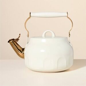 New! Hearth and Hand with Magnolia 2qt Stainless Steel Teapot in cream.